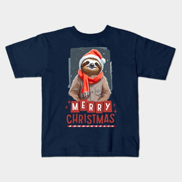 Sloth Christmas Kids T-Shirt by Trip Tank